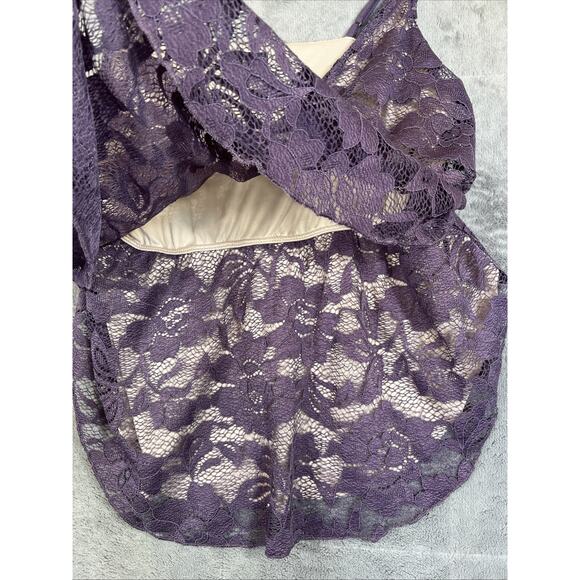 Express Tiered Lace Babydoll Cami Small Crop Purple Coquette Delicate Fairy Y2K - Picture 5 of 9